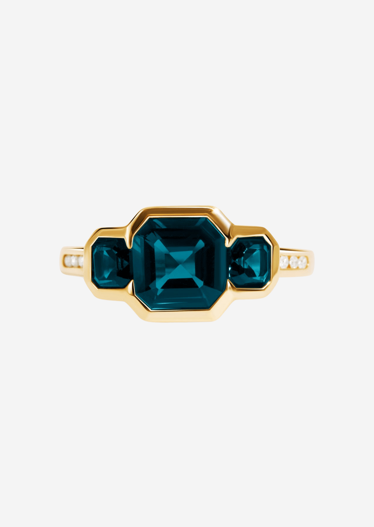 The Gallery Yellow Gold Ring with 2.06ct London Blue Topaz - Molten Store