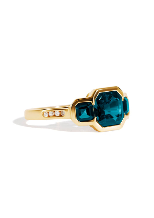 The Gallery Yellow Gold Ring with 2.06ct London Blue Topaz - Molten Store