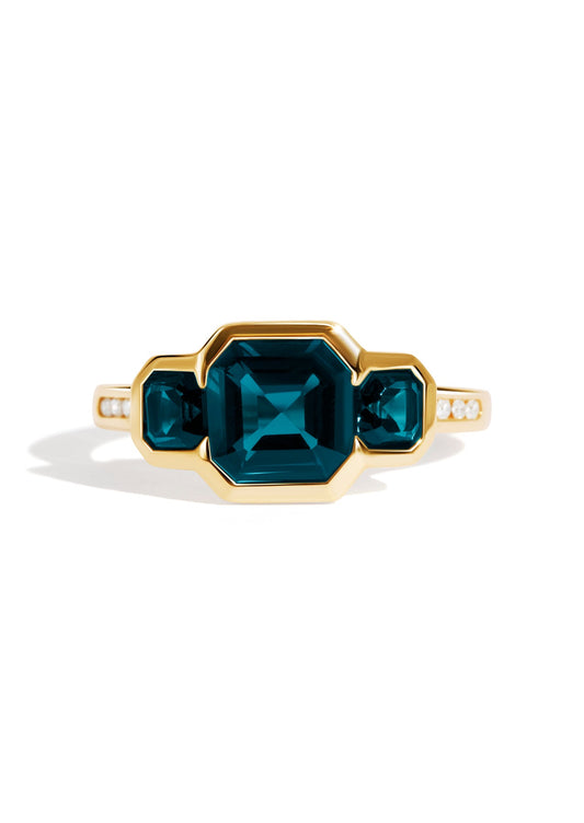 The Gallery Yellow Gold Ring with 2.06ct London Blue Topaz - Molten Store