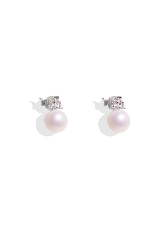 The Grace Pearl Silver Stud Earrings - Molten Store