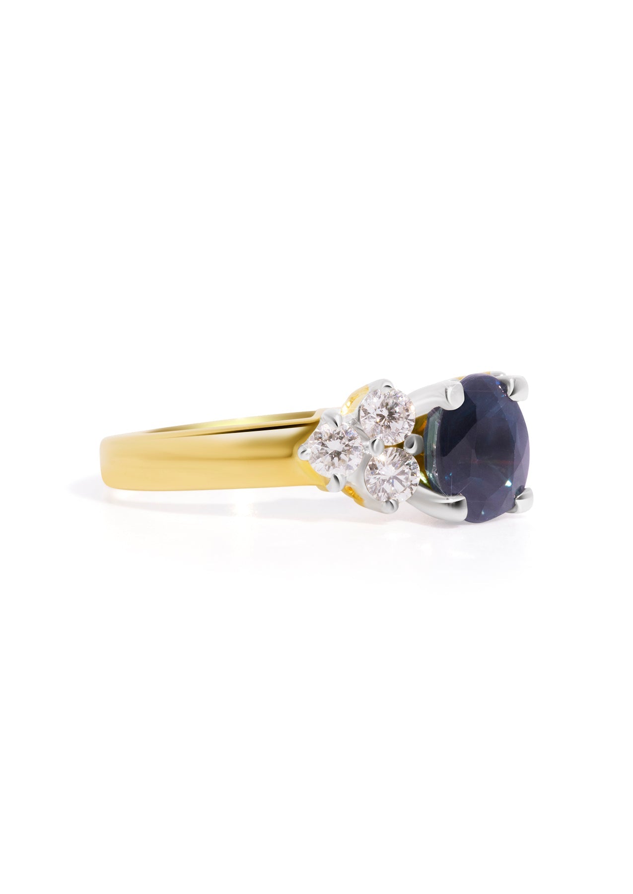 The Henrietta 18ct Yellow Gold Ring with 1.63ct Blue Sapphire | TCW 1.96ct - Molten Store