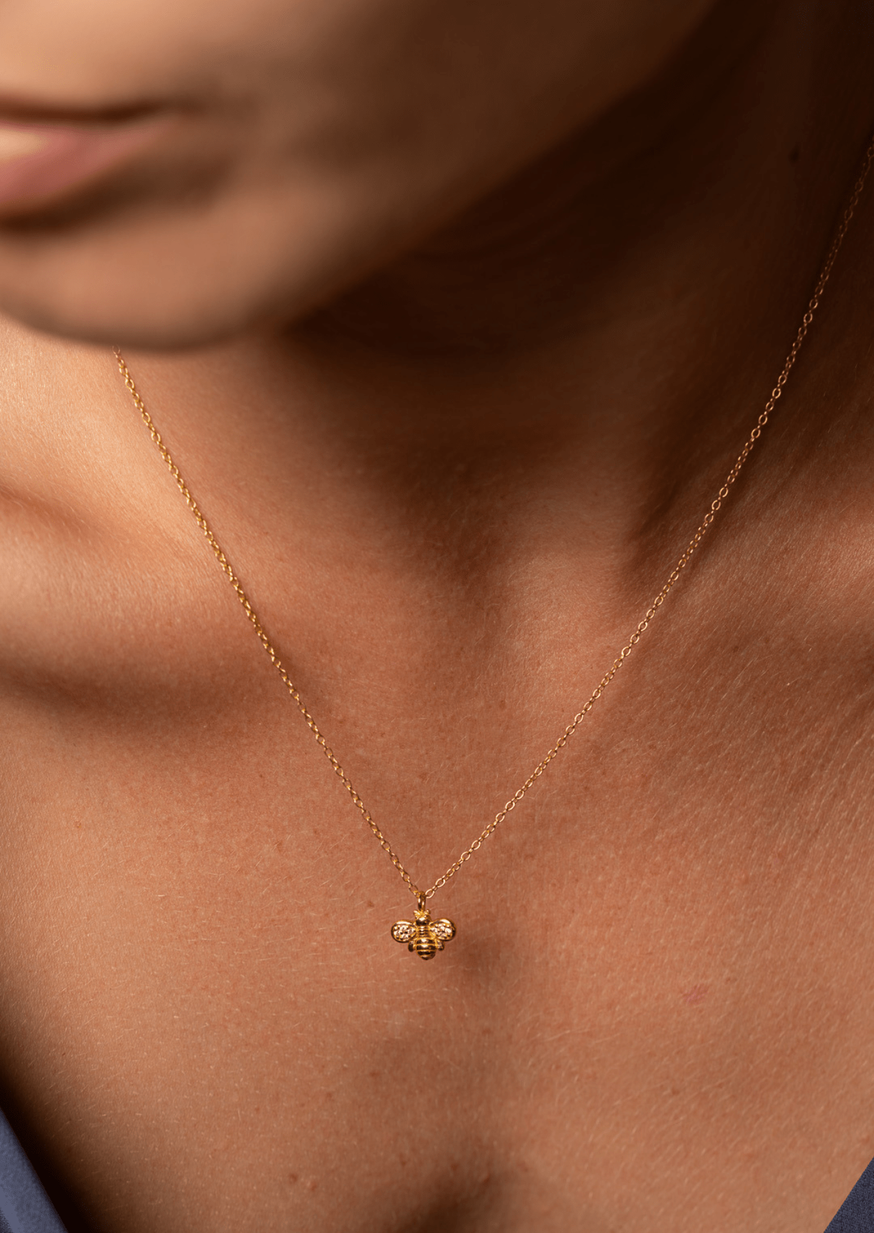 The Honey Bee 14ct Gold Vermeil Pendant Necklace with Birthstone Charm - Molten Store