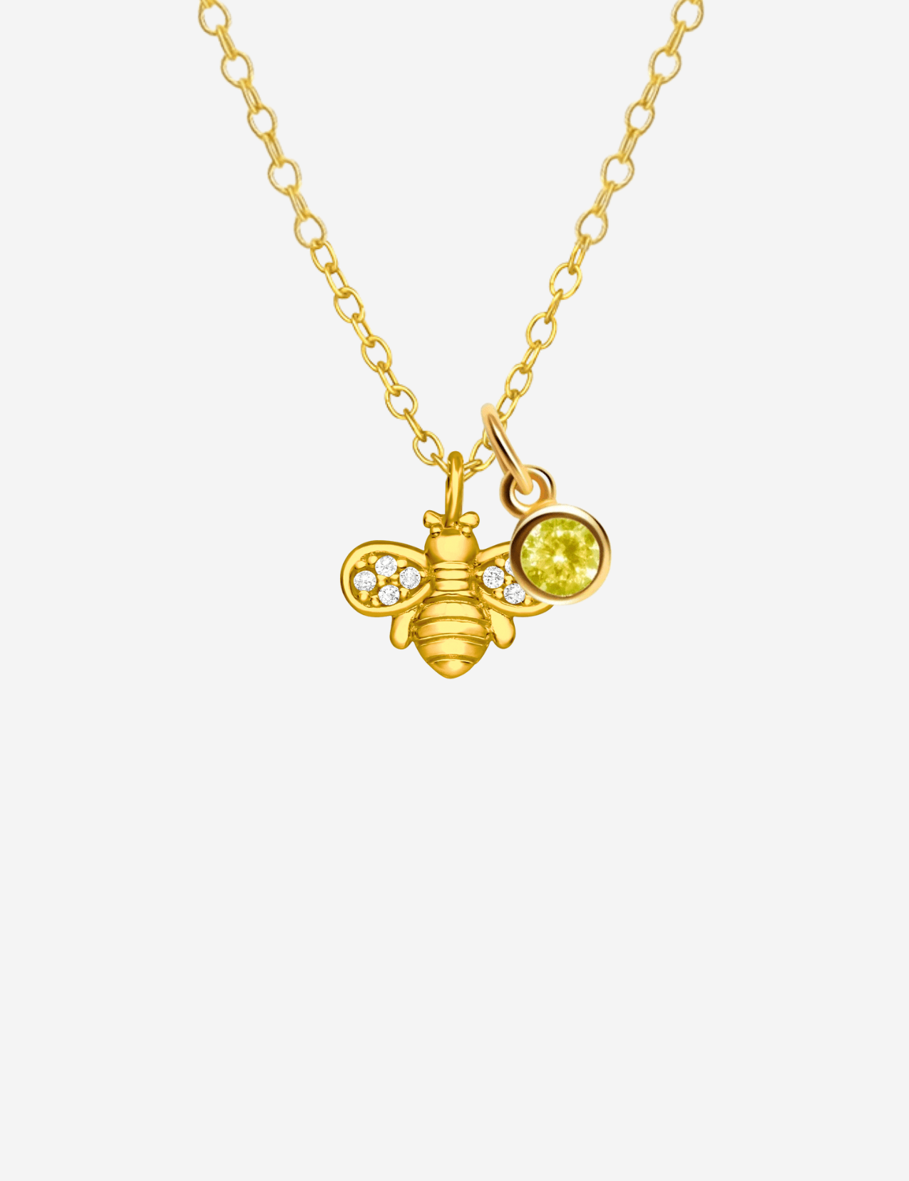 The Honey Bee 14ct Gold Vermeil Pendant Necklace with Birthstone Charm - Molten Store