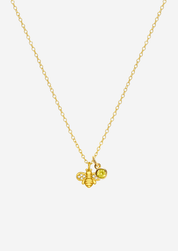 The Honey Bee 14ct Gold Vermeil Pendant Necklace with Birthstone Charm - Molten Store