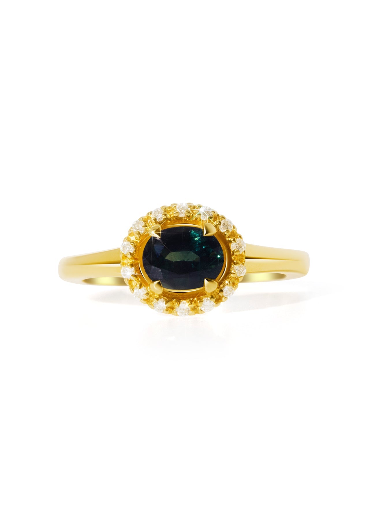 The Iris 18ct Yellow Gold Ring with 0.98ct Oval Cut Parti Sapphire - Molten Store