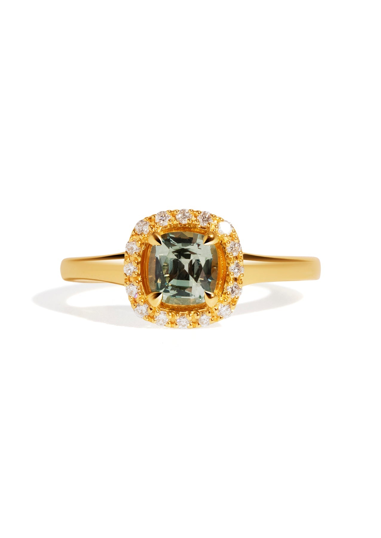 The Iris Ring with 1.06ct Cushion Green Sapphire - Molten Store