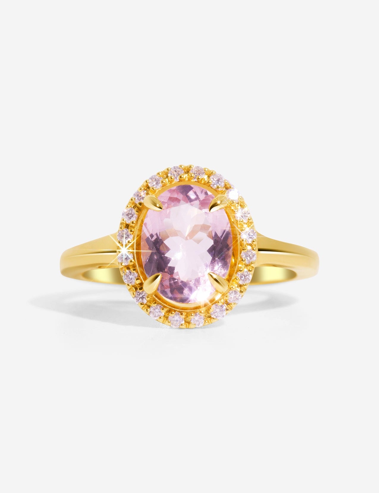 The Iris Ring with 2.30ct Oval Cut Morganite & .15ct Diamond Halo - Molten Store