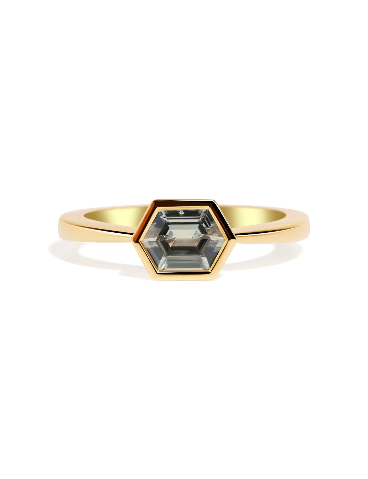 The Isabel Ring with 0.9ct Hexagon Green Sapphire - Molten Store