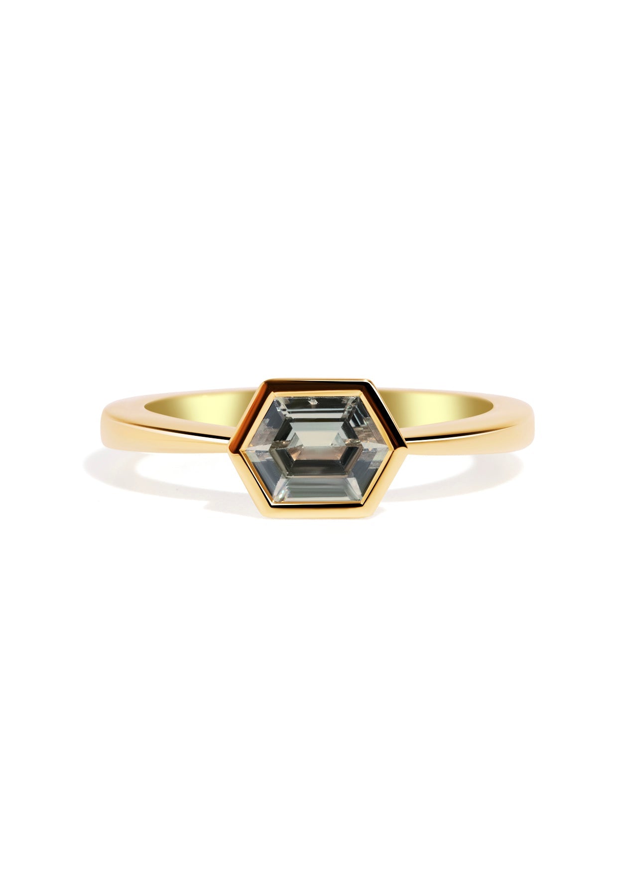 The Isabel Ring with 0.9ct Hexagon Green Sapphire - Molten Store