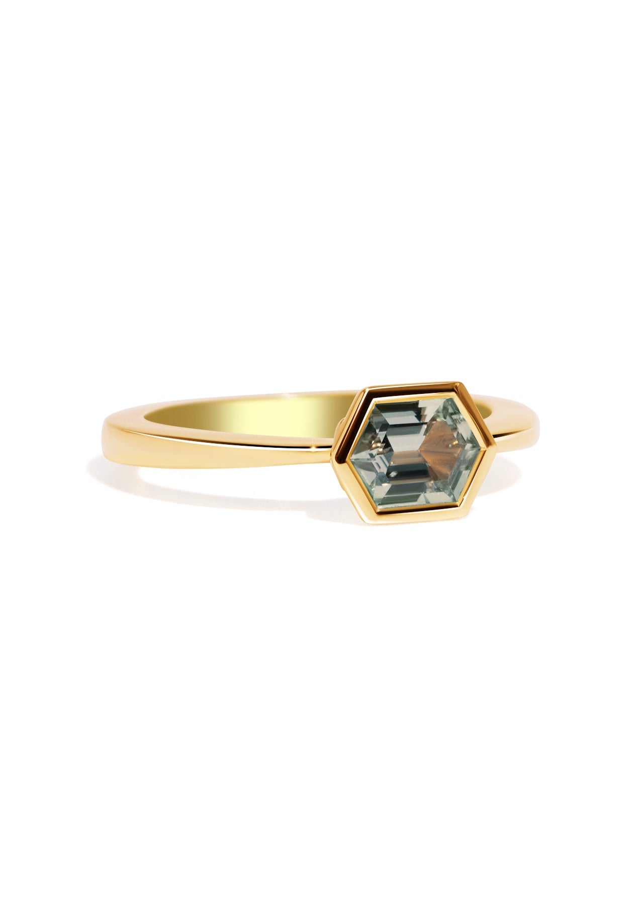 The Isabel Ring with 0.9ct Hexagon Green Sapphire - Molten Store