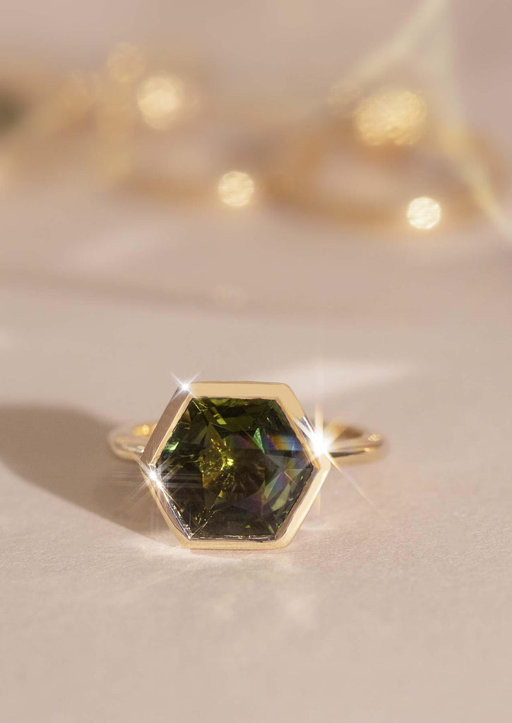 The Isabel Ring with 4.51ct Hexagon Tourmaline - Molten Store