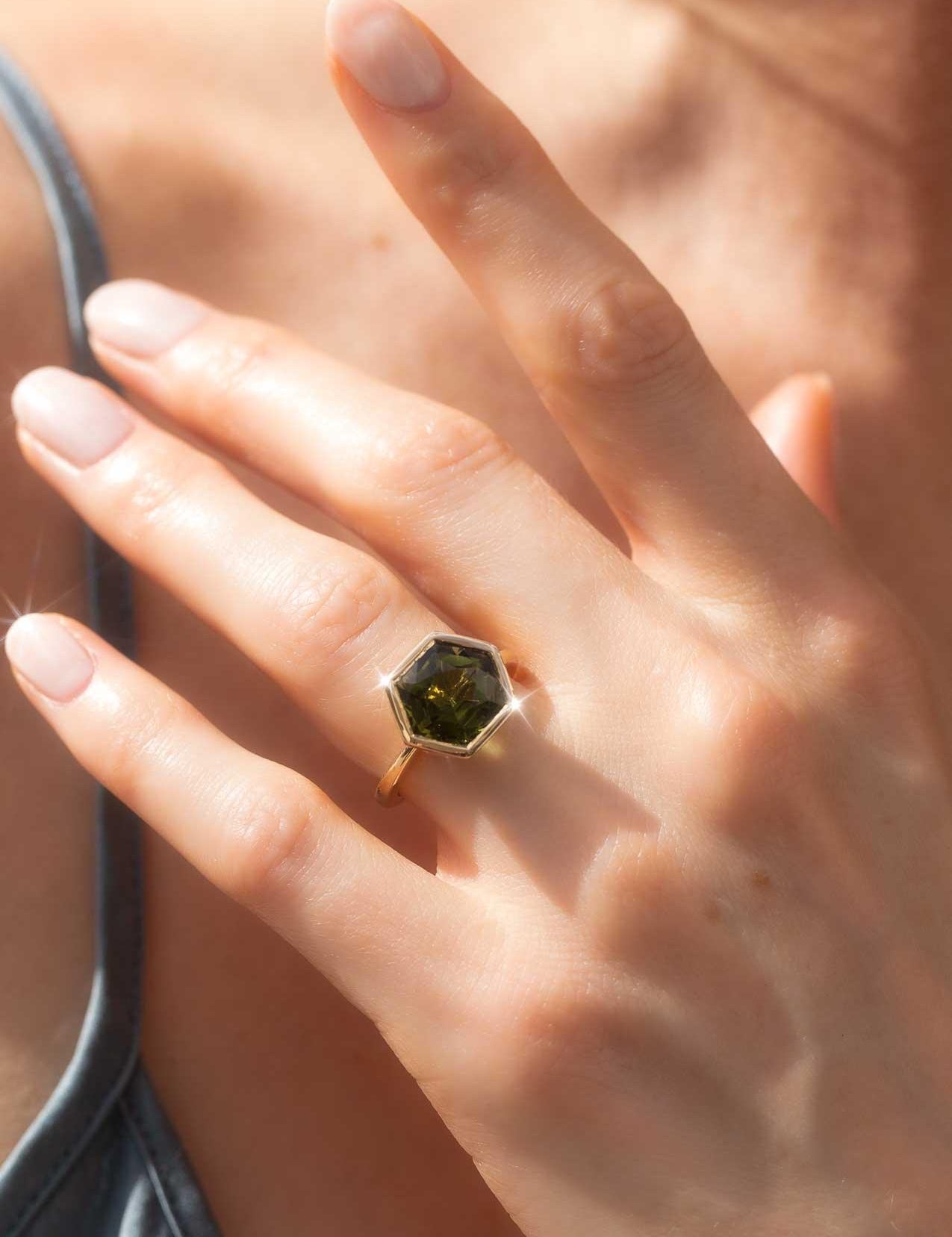 The Isabel Ring with 4.51ct Hexagon Tourmaline - Molten Store