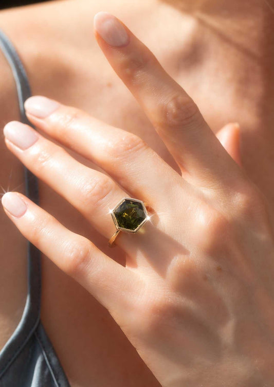 The Isabel Ring with 4.51ct Hexagon Tourmaline - Molten Store