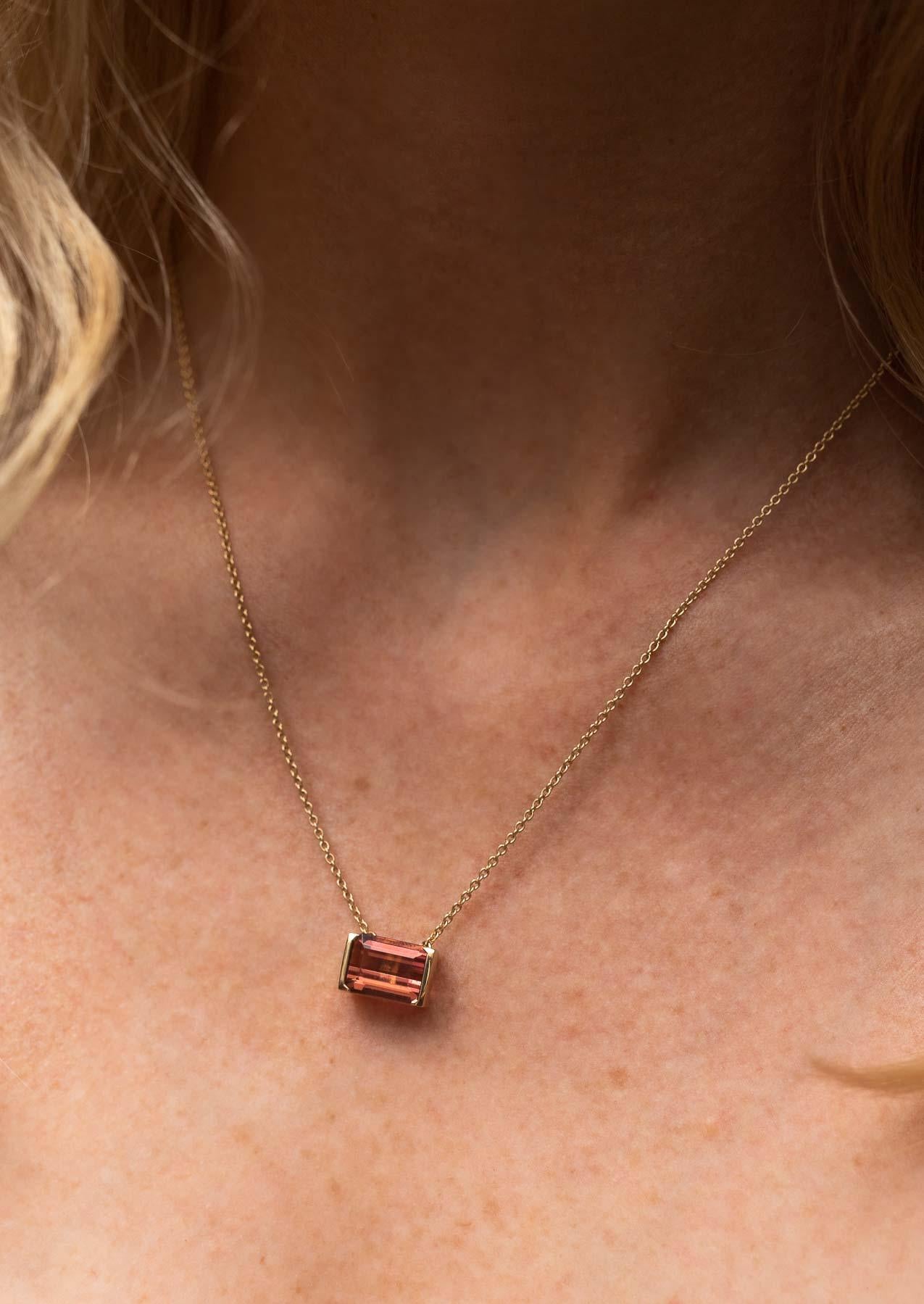 The Izzy Necklace with 3.71ct Peach Tourmaline - Molten Store