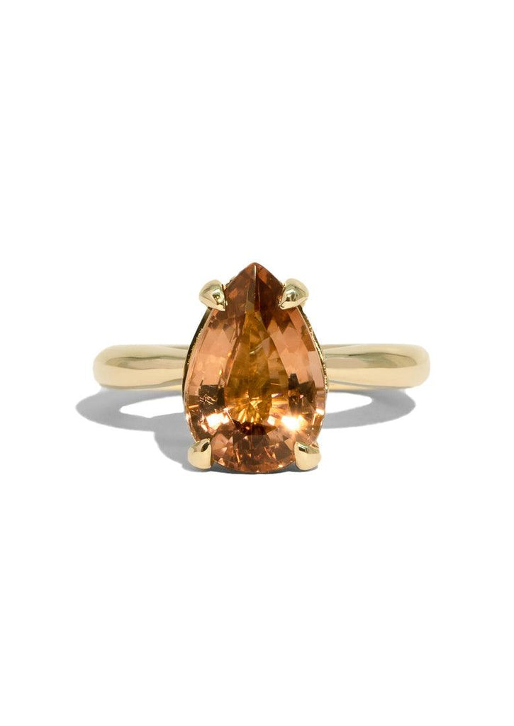 The June Ring with 4.2ct Pear Peach Tourmaline - Molten Store