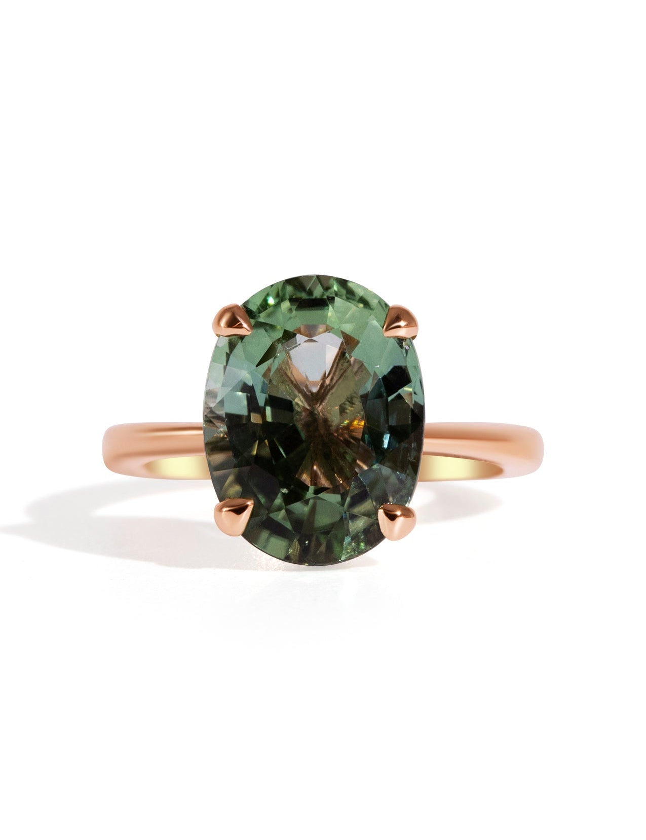 The June Ring with 5.77ct Oval Green Tourmaline - Molten Store