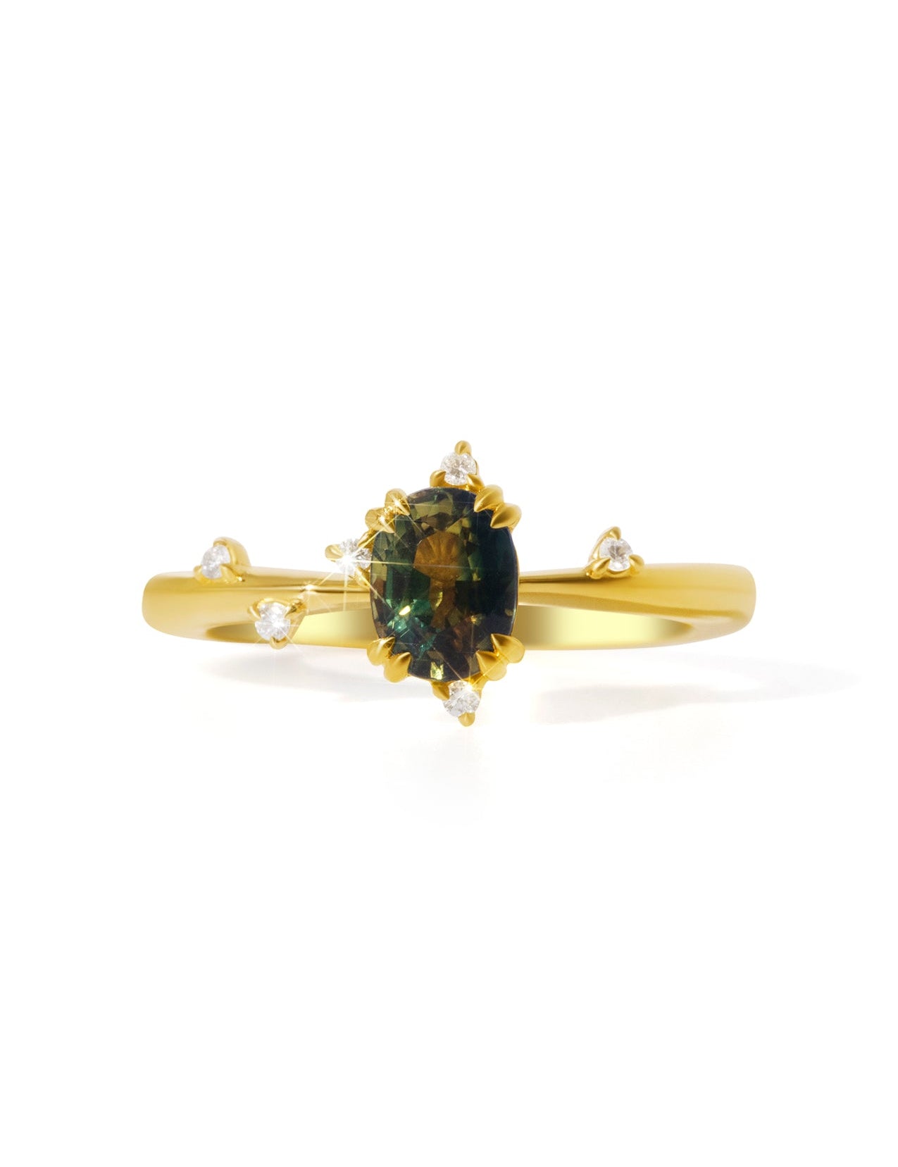 The Juniper 18ct Yellow Gold Ring with 1.20ct Oval Cut Parti Sapphire - Molten Store