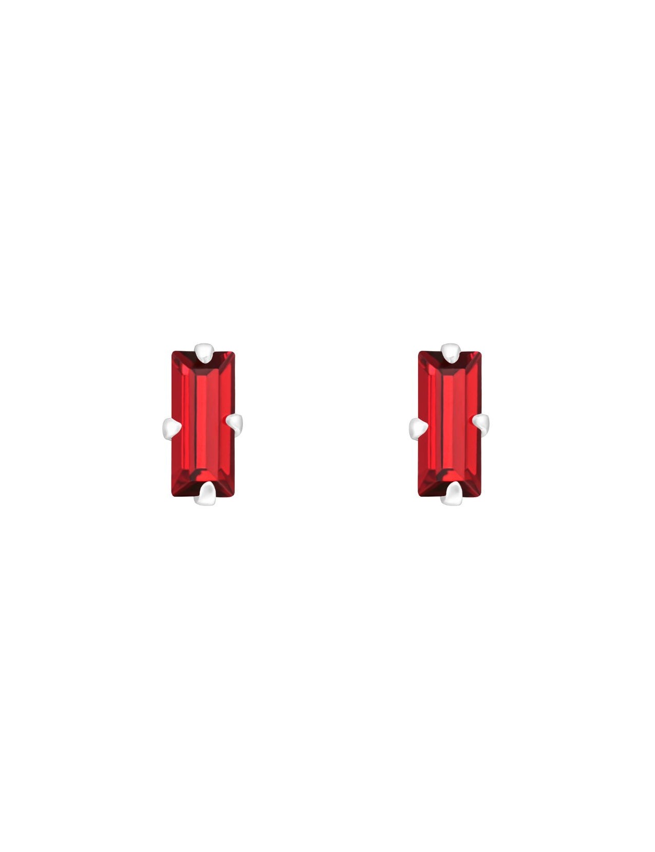 The Loulou Cherry Baguette Silver Stud Earrings - Molten Store