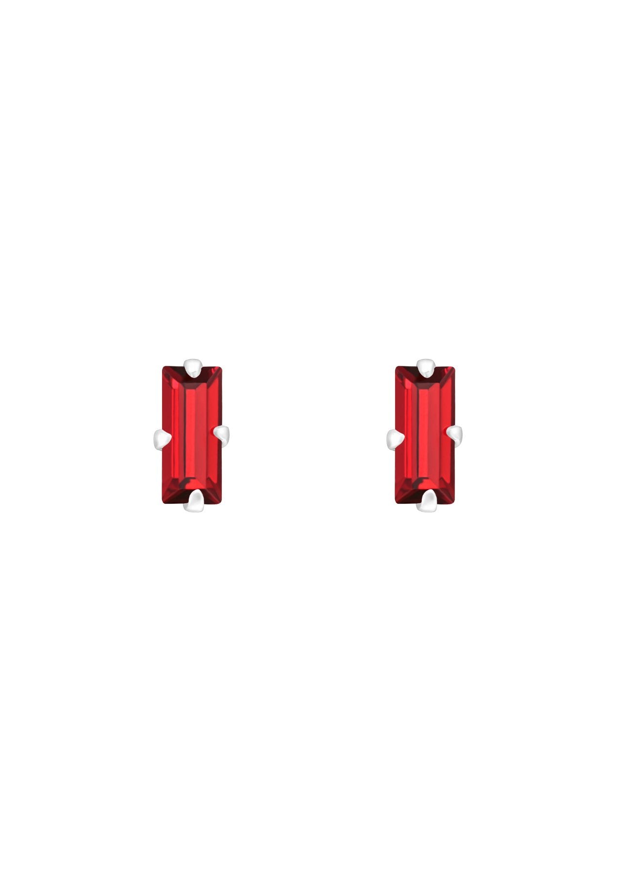 The Loulou Cherry Baguette Silver Stud Earrings - Molten Store