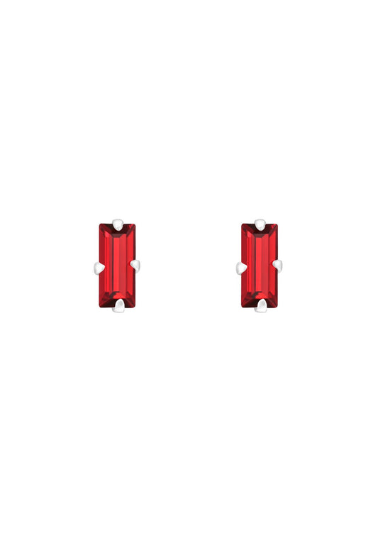 The Loulou Cherry Baguette Silver Stud Earrings - Molten Store