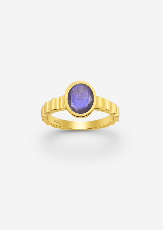 The Luce Labradorite 18ct Gold Vermeil Ring - Molten Store