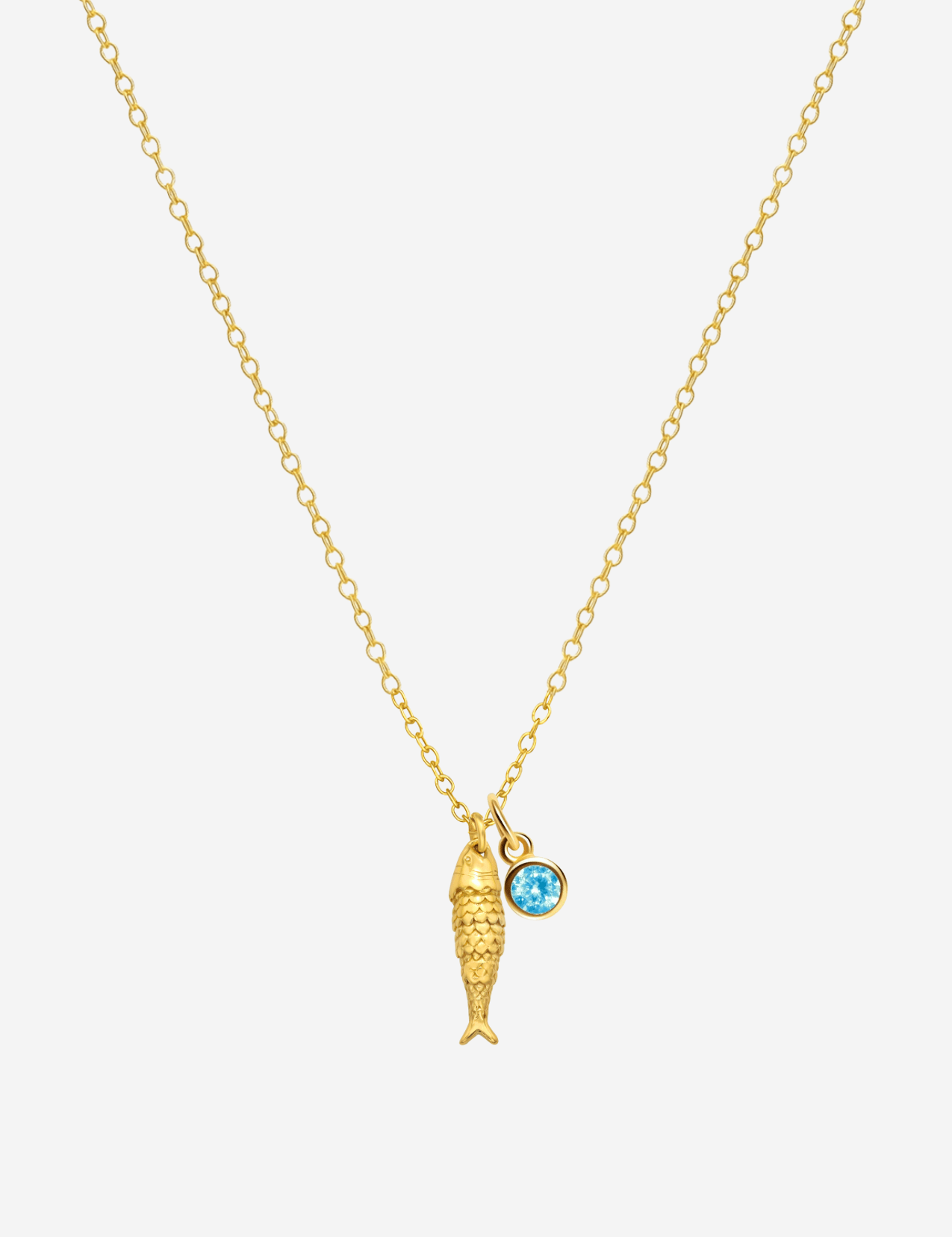 The Lucky Fish 14ct Gold Vermeil Pendant Necklace with Birthstone Charm - Molten Store