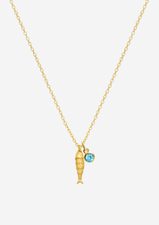 The Lucky Fish 14ct Gold Vermeil Pendant Necklace with Birthstone Charm - Molten Store