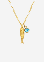 The Lucky Fish 14ct Gold Vermeil Pendant Necklace with Birthstone Charm - Molten Store