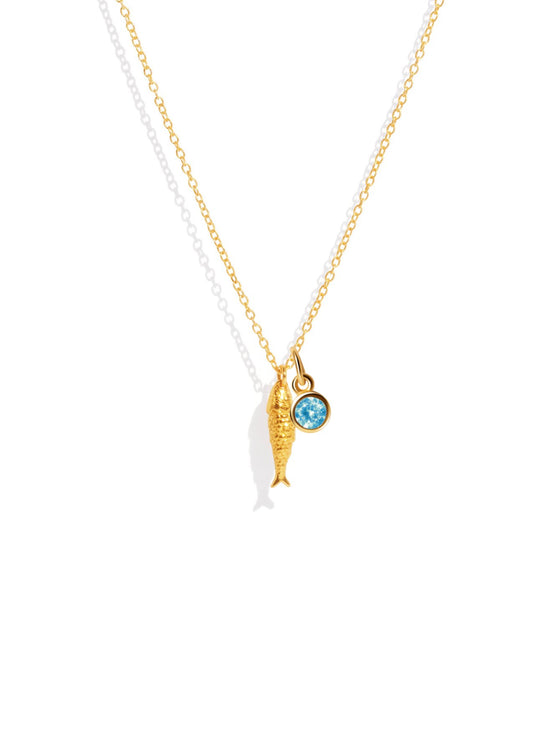 The Lucky Fish Pendant Necklace with Birthstone Charm - Molten Store