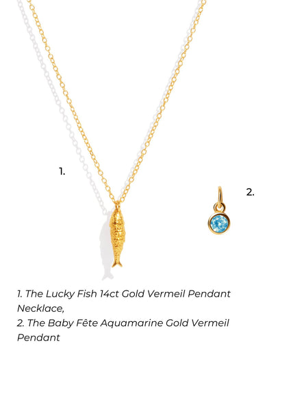 The Lucky Fish Pendant Necklace with Birthstone Charm - Molten Store