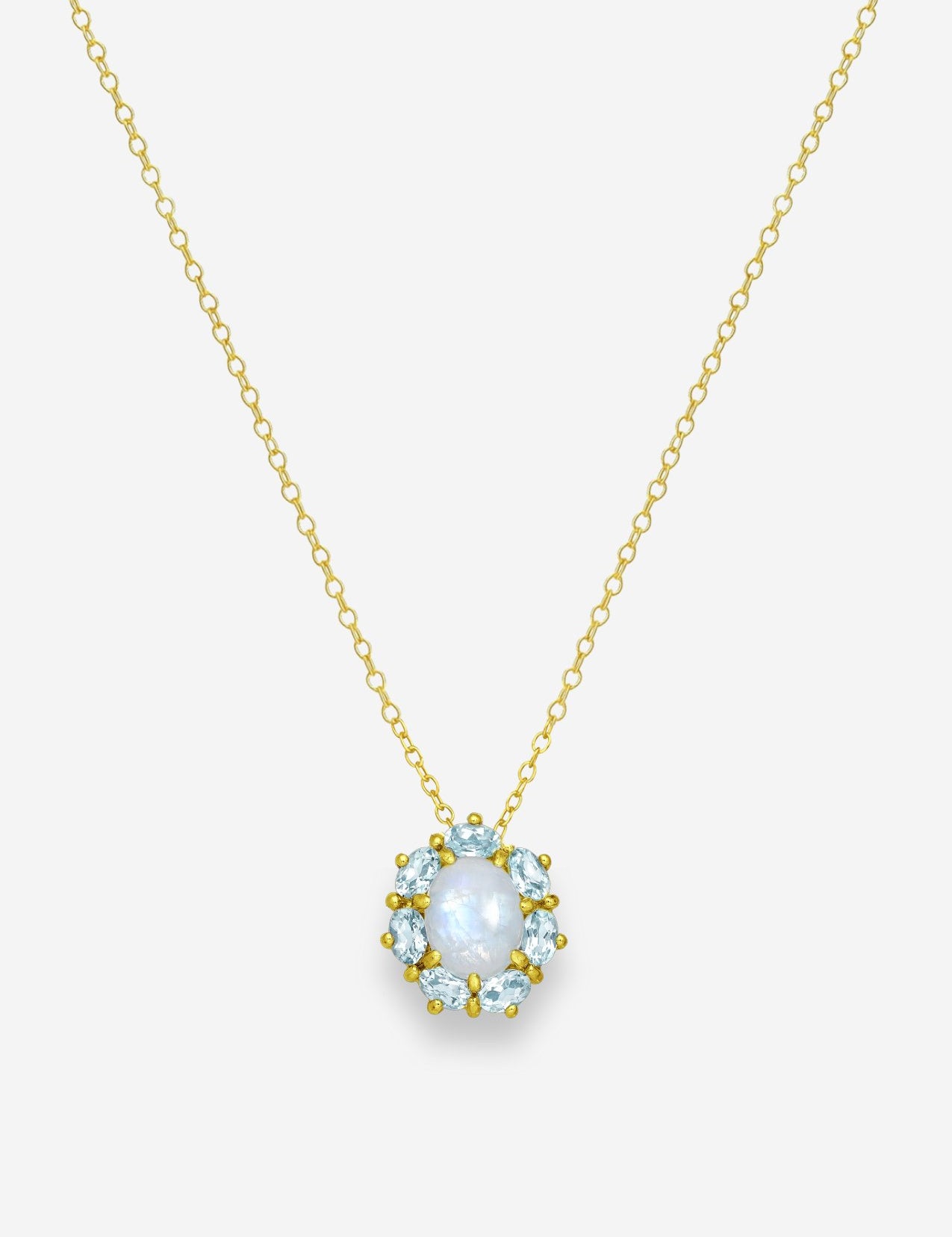 The Luminosa Moonstone & Topaz 18ct Gold Vermeil Pendant Necklace - Molten Store