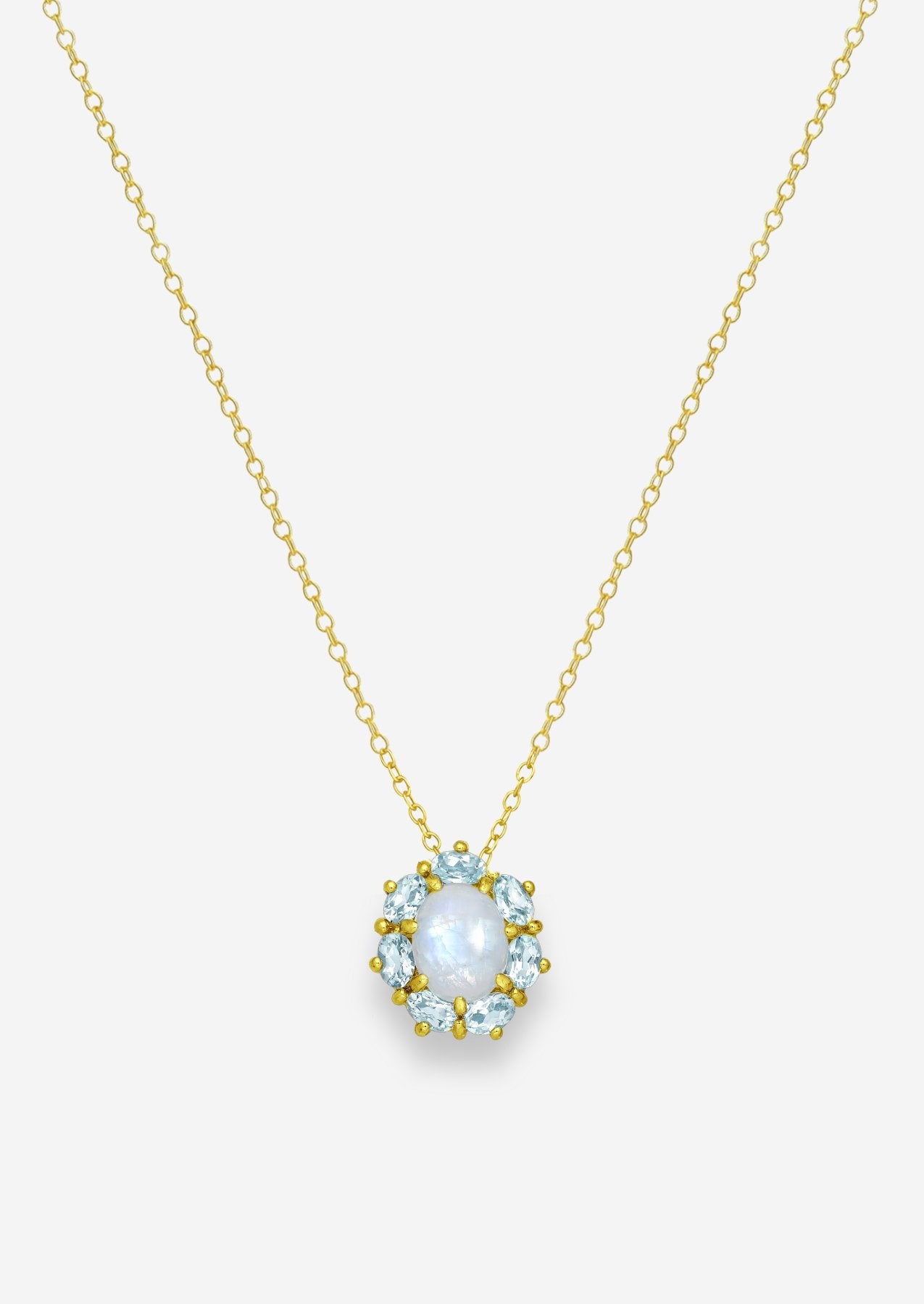 The Luminosa Moonstone & Topaz 18ct Gold Vermeil Pendant Necklace - Molten Store