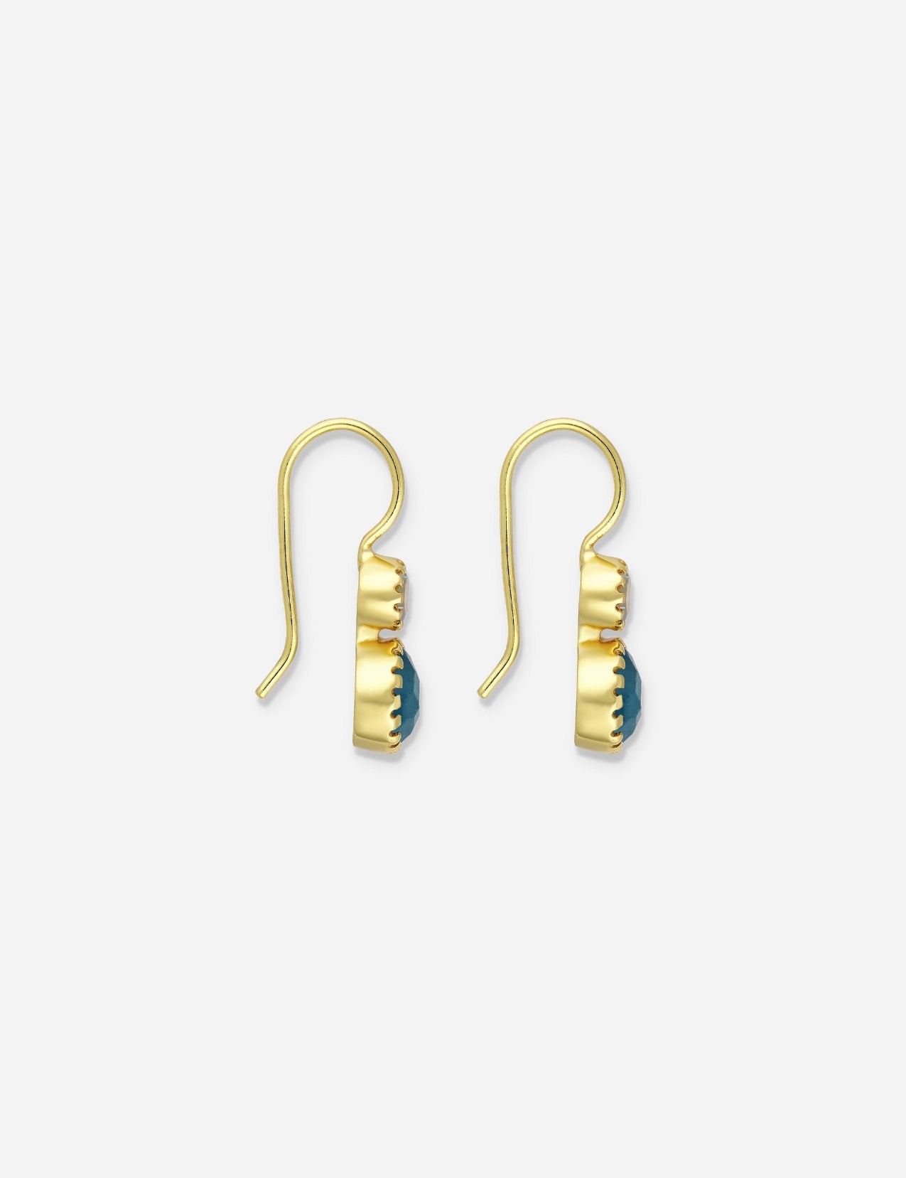 The Lyrica Blue Topaz and Green Quartz 18ct Gold Vermeil Hook Earrings - Molten Store