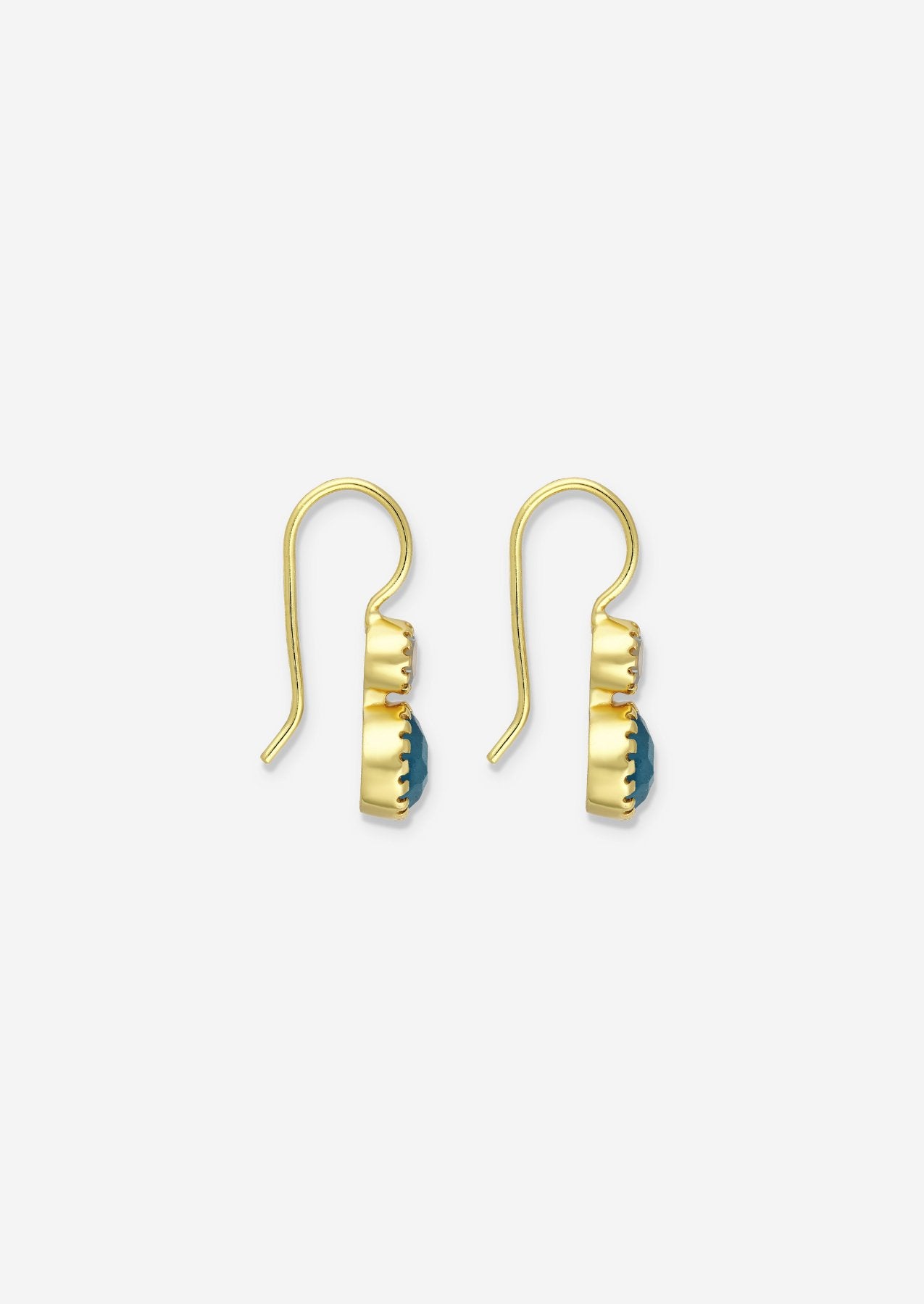 The Lyrica Blue Topaz and Green Quartz 18ct Gold Vermeil Hook Earrings - Molten Store