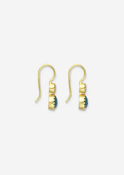 The Lyrica Blue Topaz and Green Quartz 18ct Gold Vermeil Hook Earrings - Molten Store