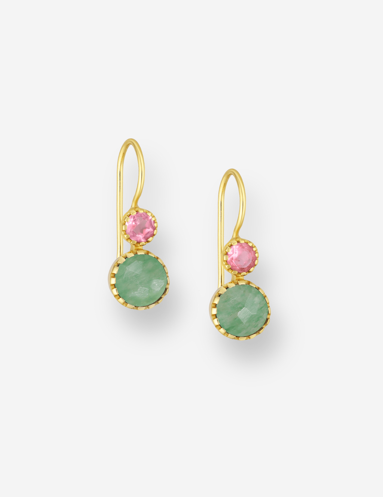 The Lyrica Tourmaline & Aventurine 18ct Gold Vermeil Hook Earrings - Molten Store