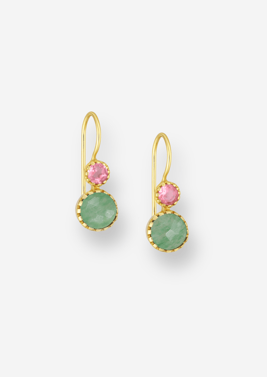 The Lyrica Tourmaline & Aventurine 18ct Gold Vermeil Hook Earrings - Molten Store