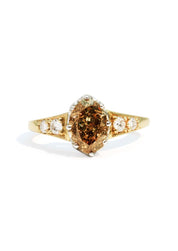 The Magnolia Ring with 2.61ct Oval Cut Champagne Diamond with 0.48ct Round Cut Side Diamonds (3.09ct TDW) - Molten Store