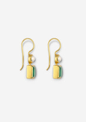 The Maia Pearl and Green Onyx 18ct Gold Vermeil Hook Earrings - Molten Store