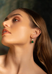 The Maia Pearl and Green Onyx 18ct Gold Vermeil Hook Earrings - Molten Store