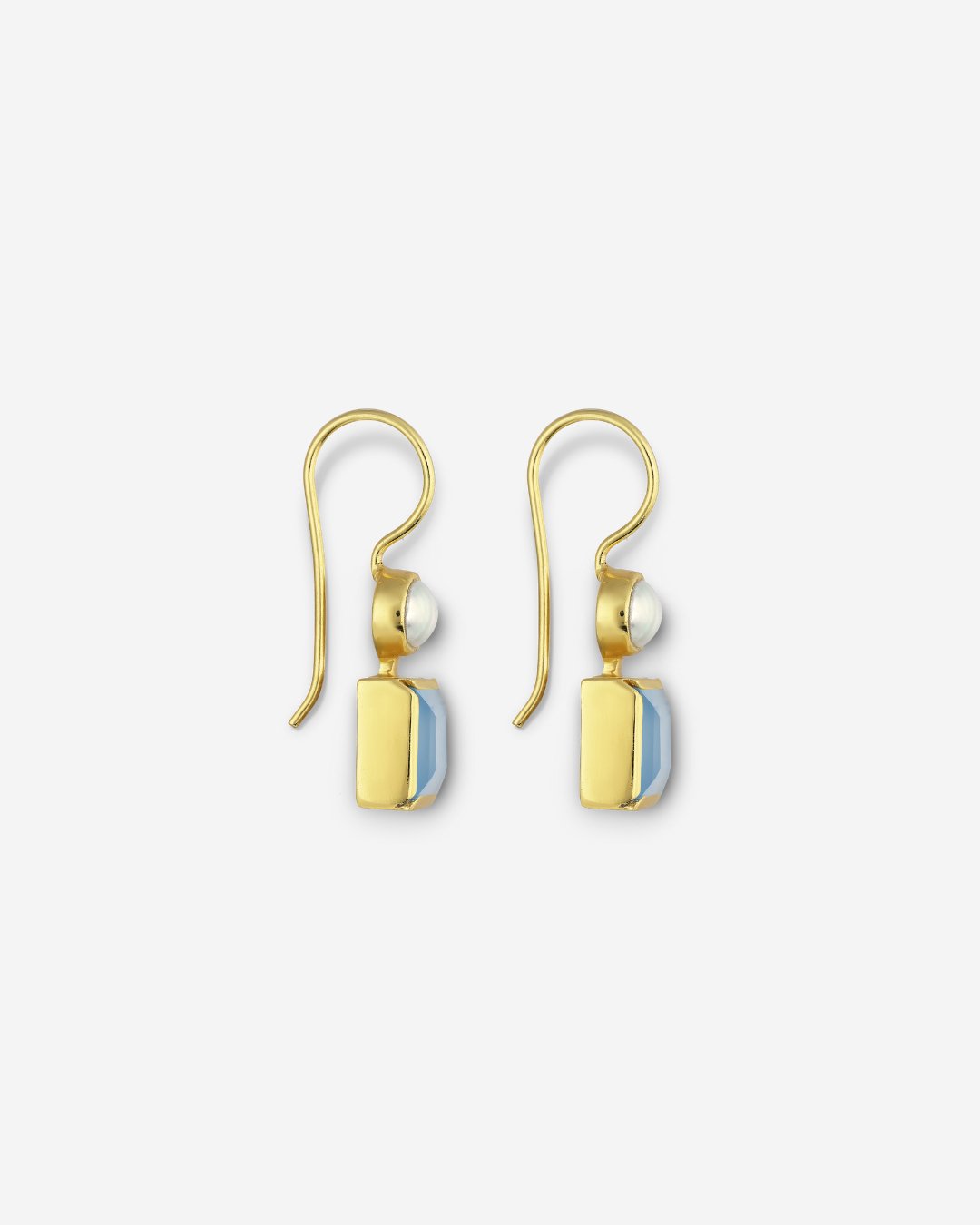 The Maia Pearl & Chalcedony 18ct Gold Vermeil Hook Earrings - Molten Store