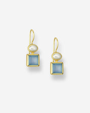 The Maia Pearl & Chalcedony 18ct Gold Vermeil Hook Earrings - Molten Store