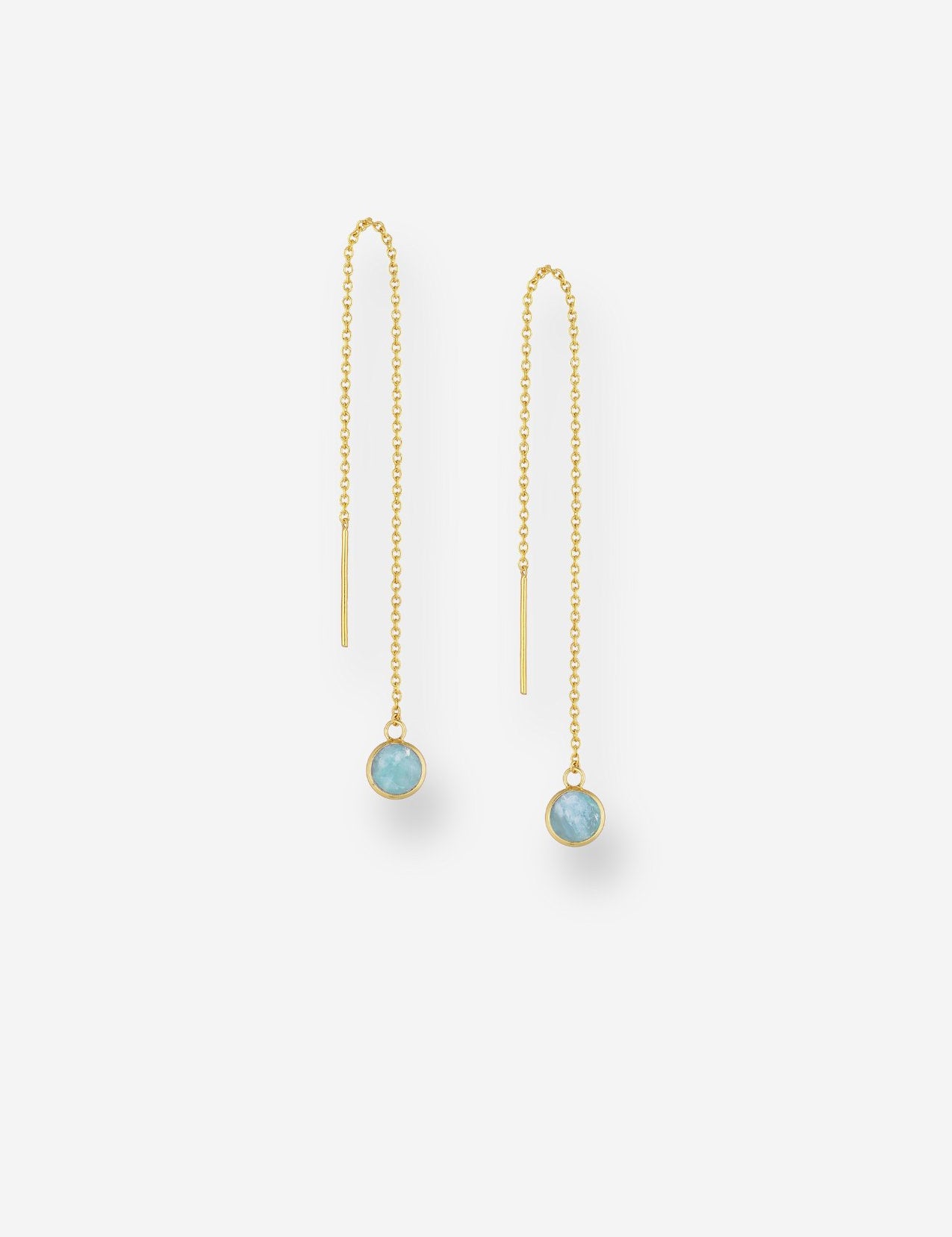 The Mini Aria Amazonite 18ct Gold Vermeil Threader Earrings - Molten Store