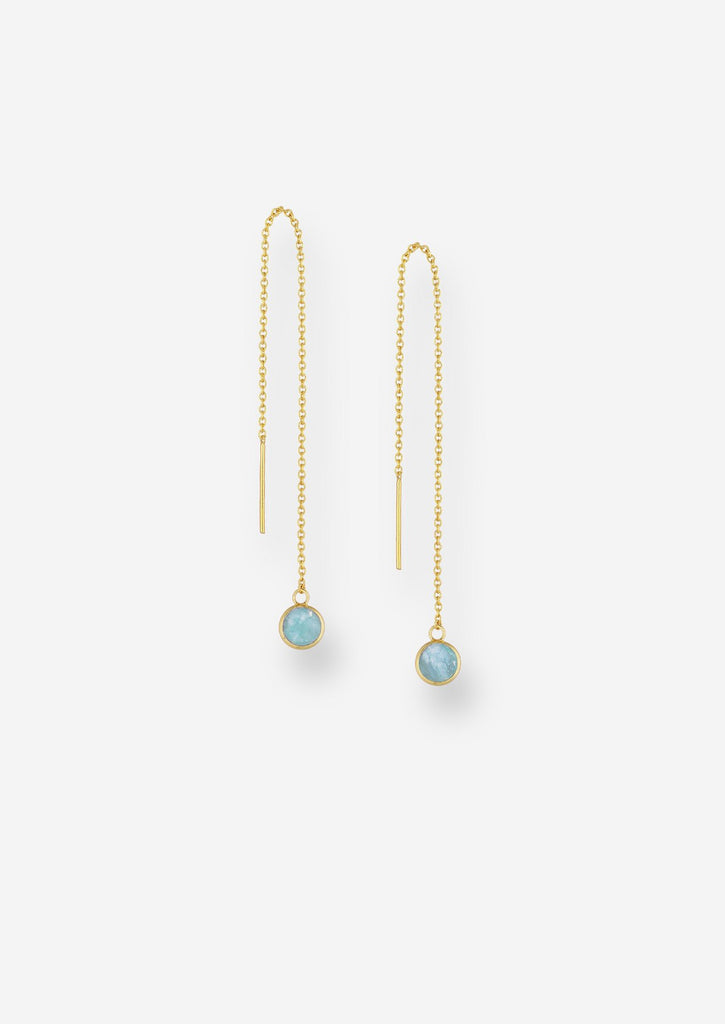 The Mini Aria Amazonite 18ct Gold Vermeil Threader Earrings - Molten Store