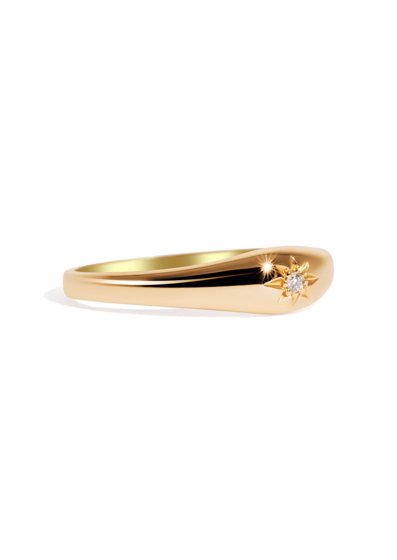 The Mini Compass Diamond 9ct Solid Gold Signet Ring - Molten Store