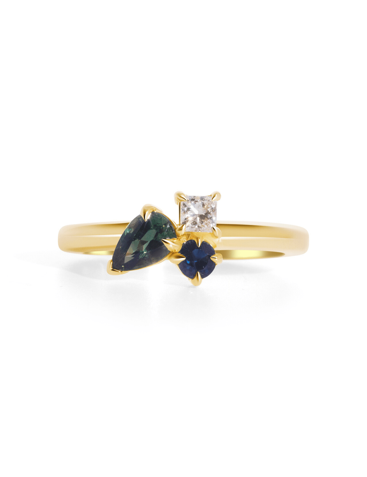 The Mosaic 14ct Yellow Gold Cluster Ring with Sapphire and Diamond - Molten Store