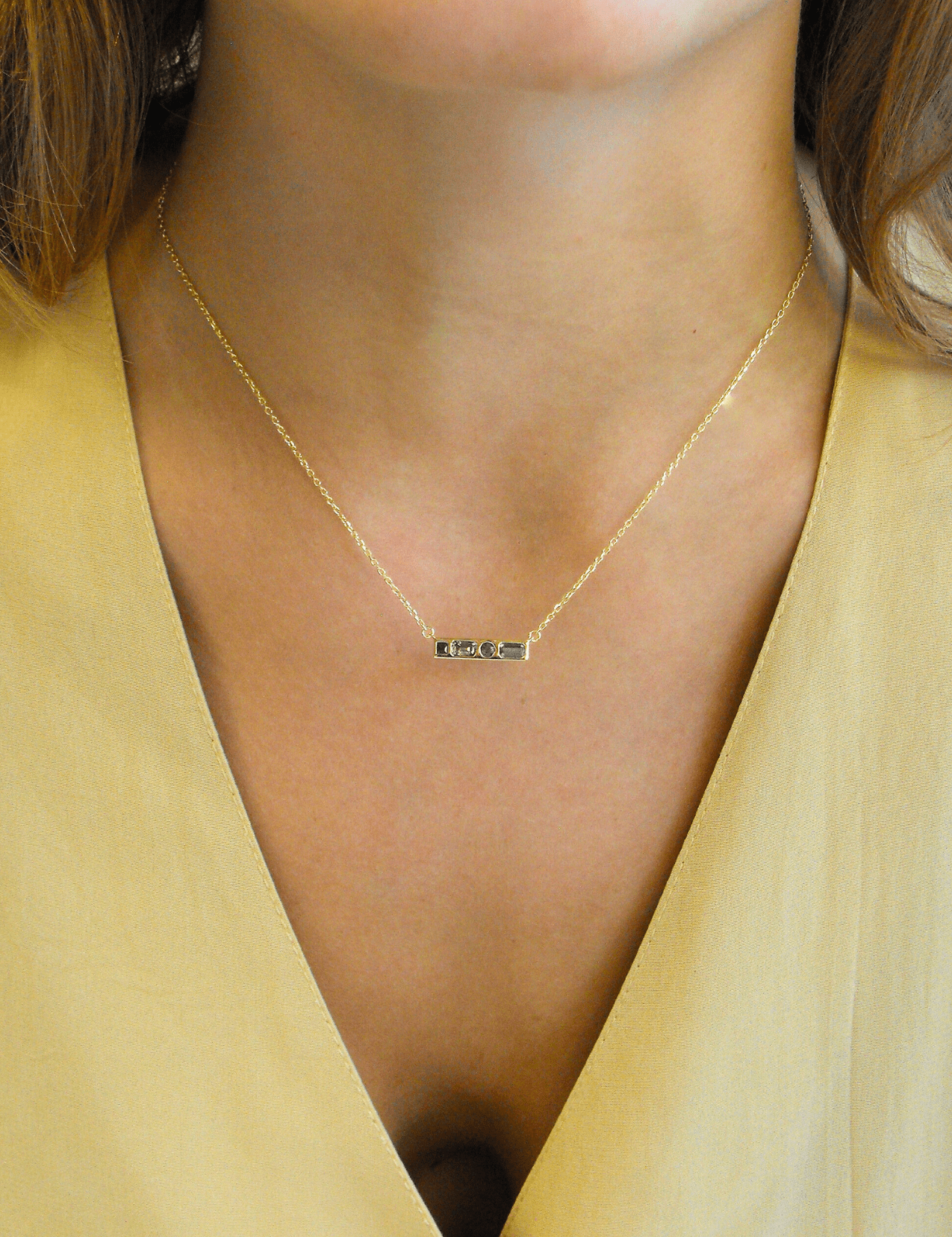 The Mosaic 18ct Yellow Gold Bar Necklace with Sapphire - Molten Store