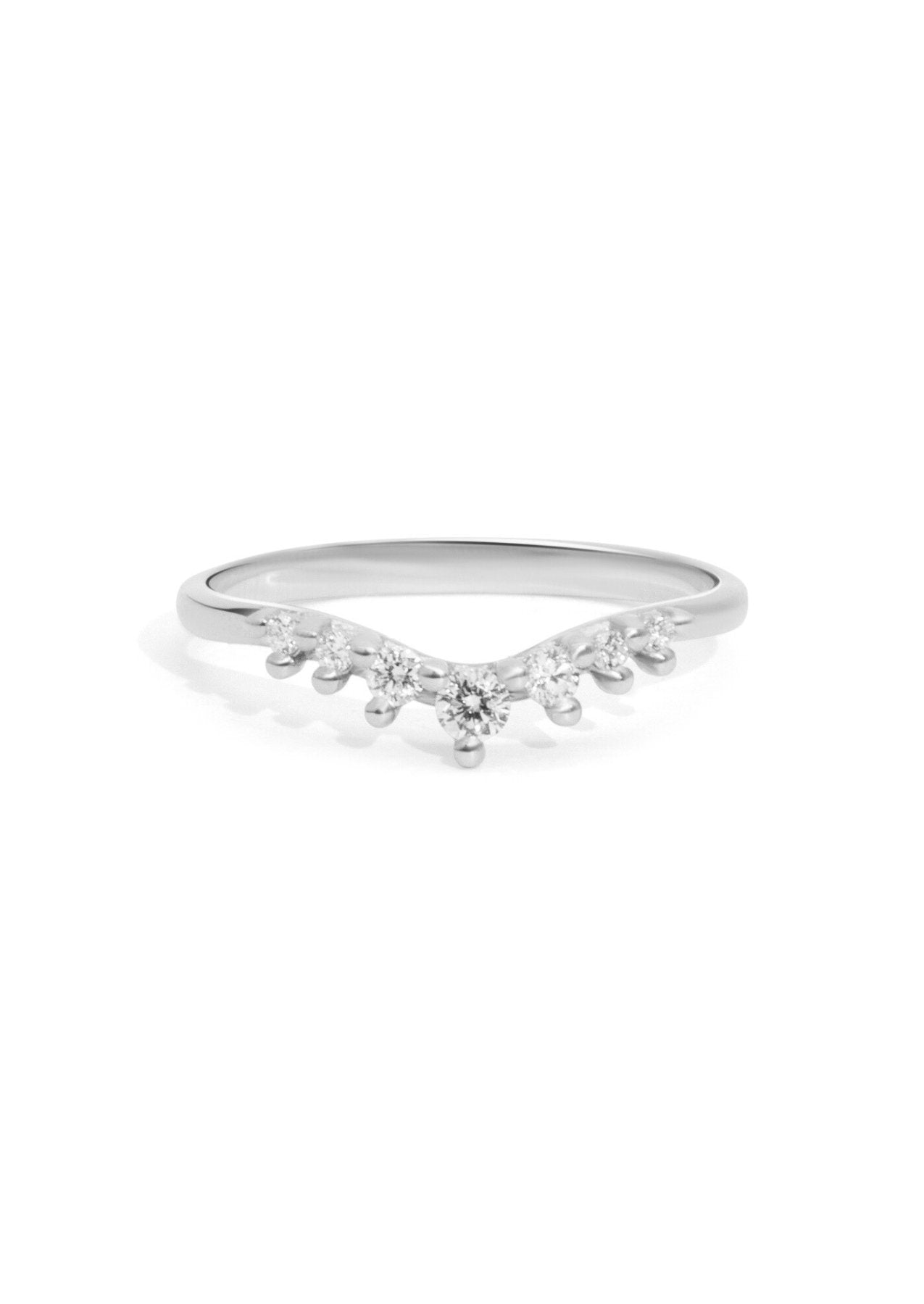 The Petal Diamond Curved Platinum Band - Molten Store