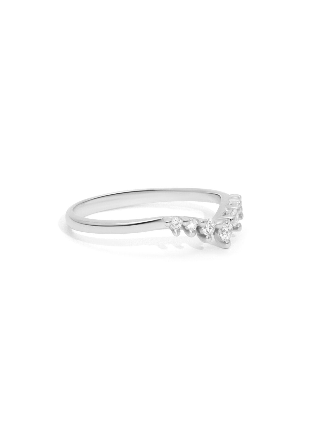 The Petal Diamond Curved Platinum Band - Molten Store