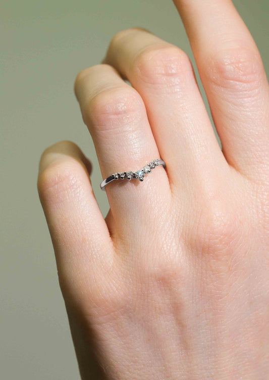 The Petal Diamond Curved Platinum Band - Molten Store